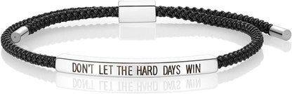 Dont Let The Hard Days Win Bracelet for Women Men, Handmade Braided Adjustable Wrap Stainless Steel To My Daughter/Best Friend Inspirational Gifts Ladies Jewelry