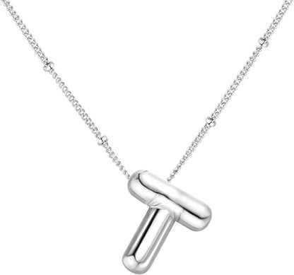 Bubble Letter Necklace Balloon Initial Necklaces for Women Dainty Alphabet Pendant 14K Gold Plated Puffy Name Personalized Jewelry