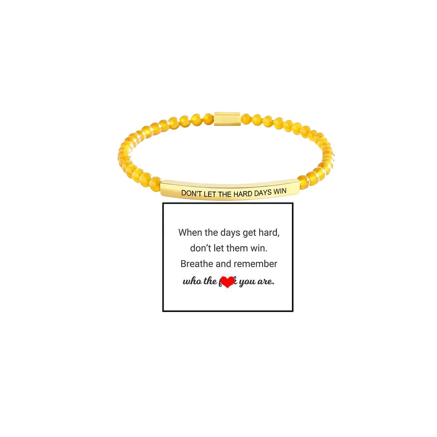Dont Let The Hard Days Win Bracelet Inspire Beaded Bracelet Stainless Steel Tube Engraved Inspirational Bracelet for Women Men Inspirational Jewelry Gifts