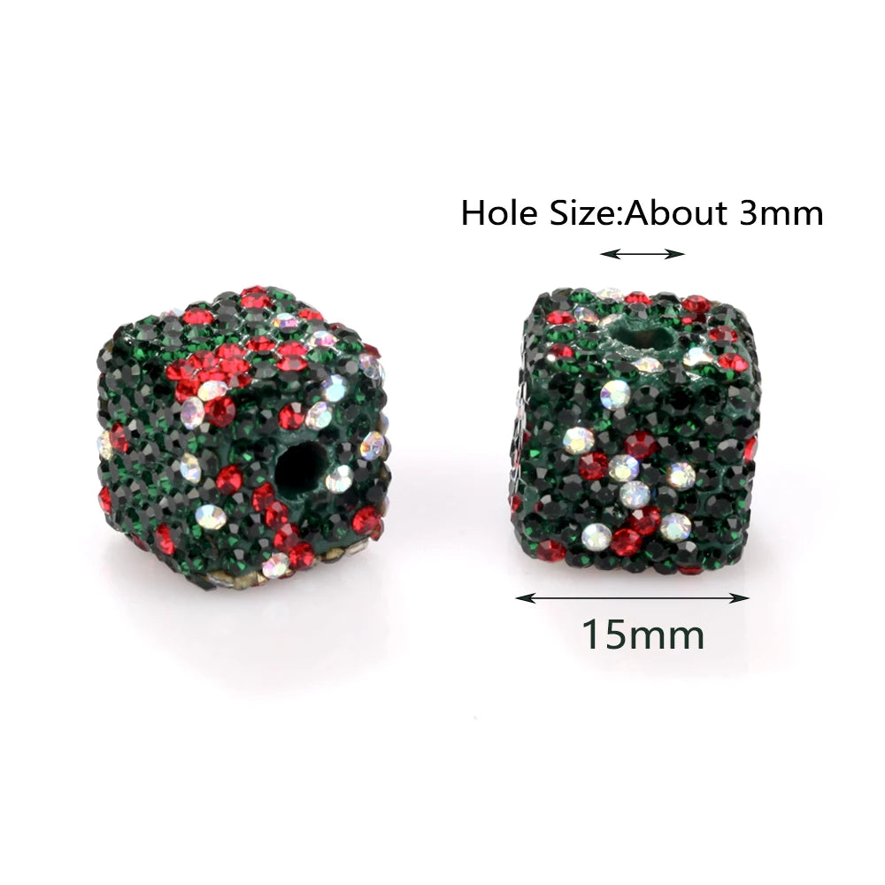 50PCS 16mm Colorful Disco Ball Christmas Cube Beads For Jewelry Making Findings DIY Bracelet Necklace Earring Accessories