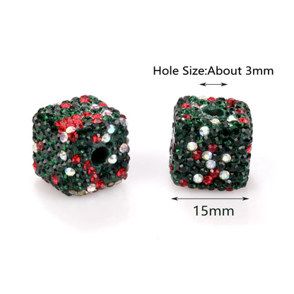 50PCS 16mm Colorful Disco Ball Christmas Cube Beads For Jewelry Making Findings DIY Bracelet Necklace Earring Accessories