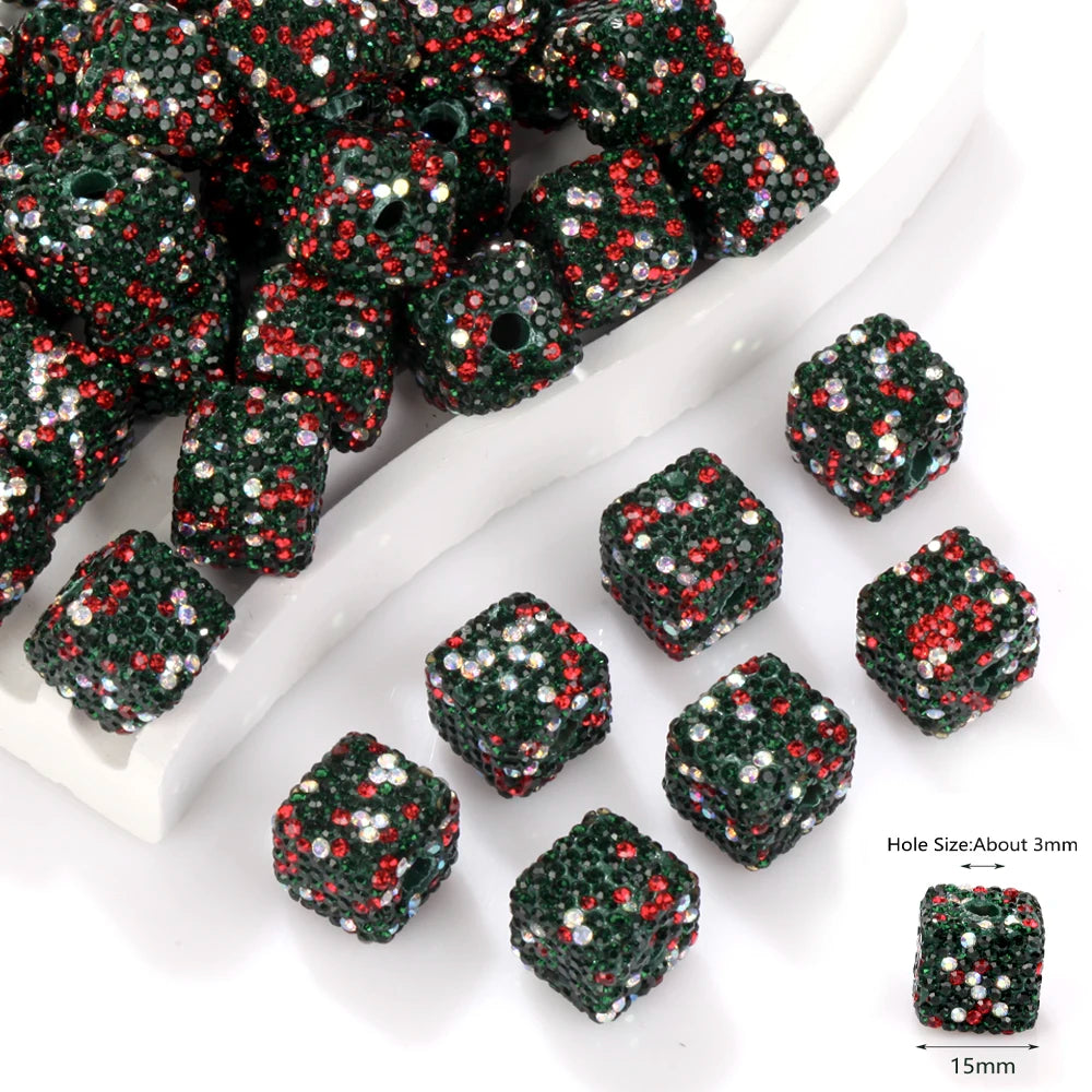 50PCS 16mm Colorful Disco Ball Christmas Cube Beads For Jewelry Making Findings DIY Bracelet Necklace Earring Accessories