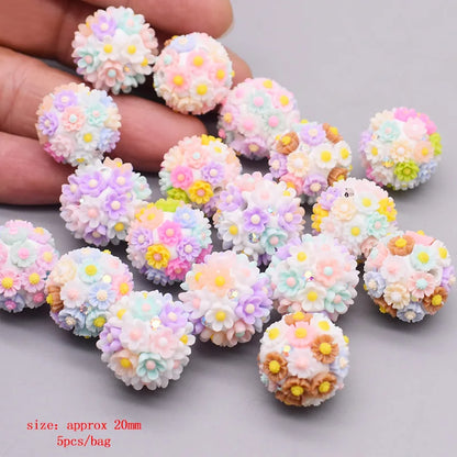 5pcs/bag Handmade Butterfly Round Flower Ball Heart Beads for Jewelry Making DIY Phone Chain Bead Pen Accessories