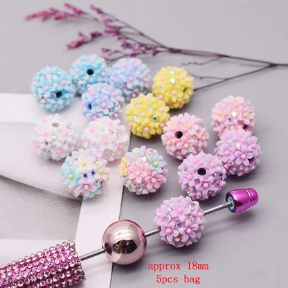 5pcs/bag Handmade Butterfly Round Flower Ball Heart Beads for Jewelry Making DIY Phone Chain Bead Pen Accessories