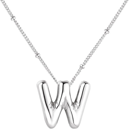 Bubble Letter Necklace Balloon Initial Necklaces for Women Dainty Alphabet Pendant 14K Gold Plated Puffy Name Personalized Jewelry