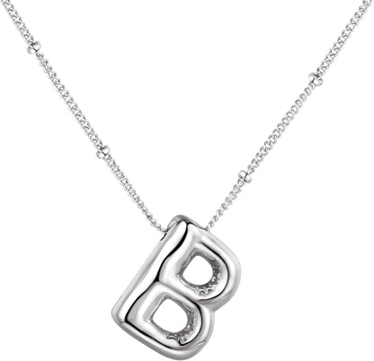 Bubble Letter Necklace Balloon Initial Necklaces for Women Dainty Alphabet Pendant 14K Gold Plated Puffy Name Personalized Jewelry