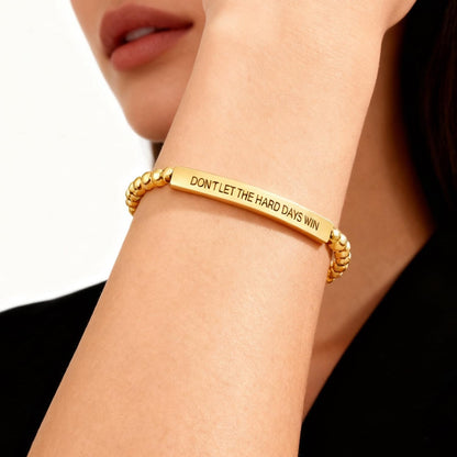 Dont Let The Hard Days Win Bracelet Inspire Beaded Bracelet Stainless Steel Tube Engraved Inspirational Bracelet for Women Men Inspirational Jewelry Gifts