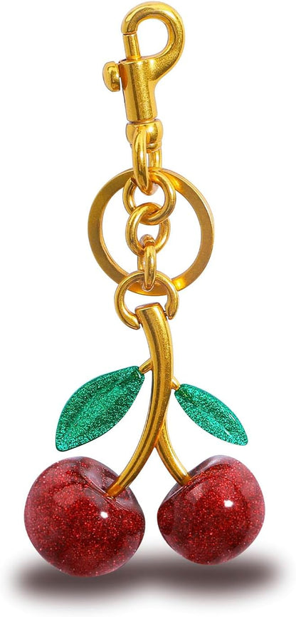 Keychain Cherry Bag Charms Purse: Key Chains Women Cute - Car keyrings leather handbags - Fashion enthusiasts