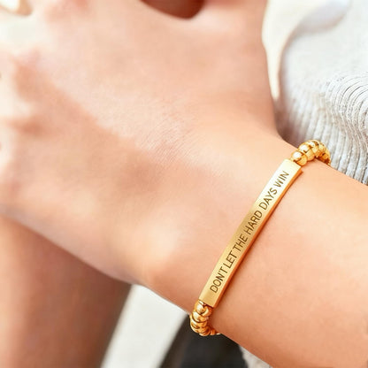 Dont Let The Hard Days Win Bracelet Inspire Beaded Bracelet Stainless Steel Tube Engraved Inspirational Bracelet for Women Men Inspirational Jewelry Gifts