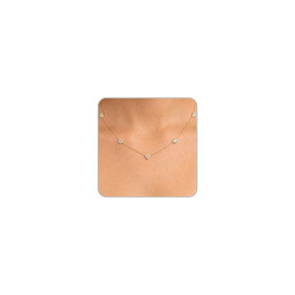 Dainty Silver Gold Necklaces for Women Cute Station Choker Simulated Diamond Necklace Simple Layering CZ Necklace Trendy Jewelry Gifts