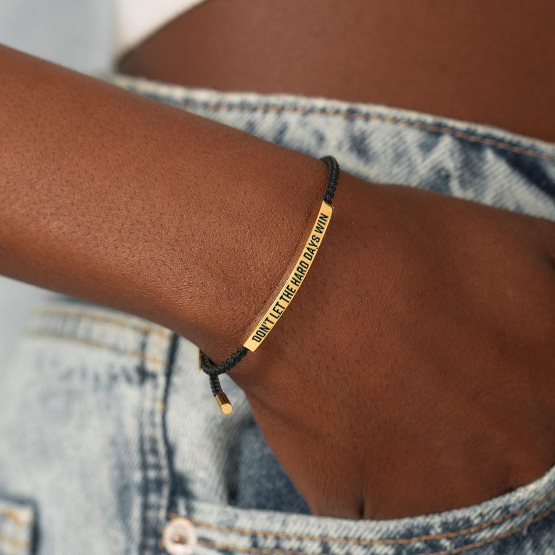 Dont Let The Hard Days Win Bracelet for Women Men, Handmade Braided Adjustable Wrap Stainless Steel To My Daughter/Best Friend Inspirational Gifts Ladies Jewelry