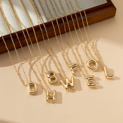Bubble Letter Necklace Gold for Women,14K Gold Plated Bubble initial Necklace Layered Gold Initial Necklaces for Women Trendy Dainty Chunky Charm Name Necklace Gold Jewelry Set Gifts for her