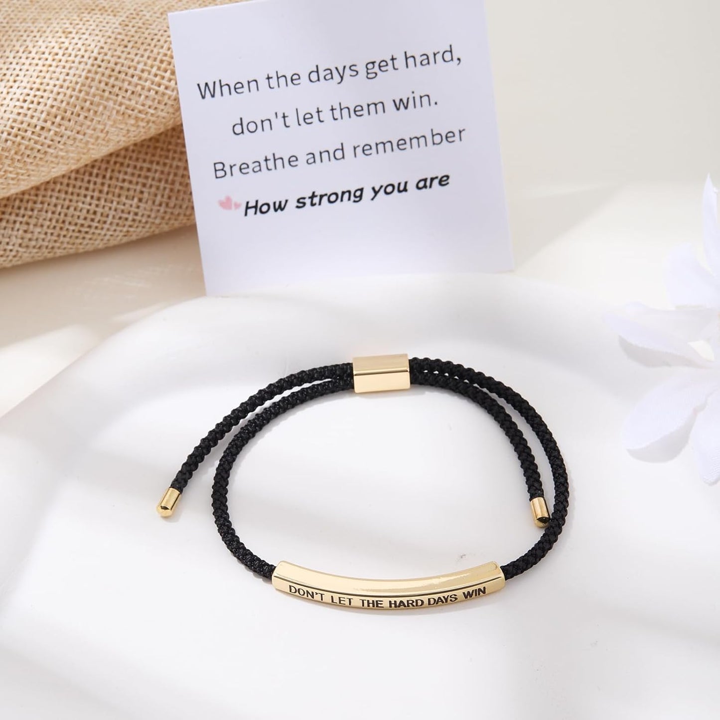 Dont Let The Hard Days Win Bracelet for Women Men, Handmade Braided Adjustable Wrap Stainless Steel To My Daughter/Best Friend Inspirational Gifts Ladies Jewelry