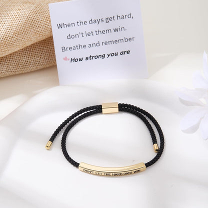 Dont Let The Hard Days Win Bracelet for Women Men, Handmade Braided Adjustable Wrap Stainless Steel To My Daughter/Best Friend Inspirational Gifts Ladies Jewelry