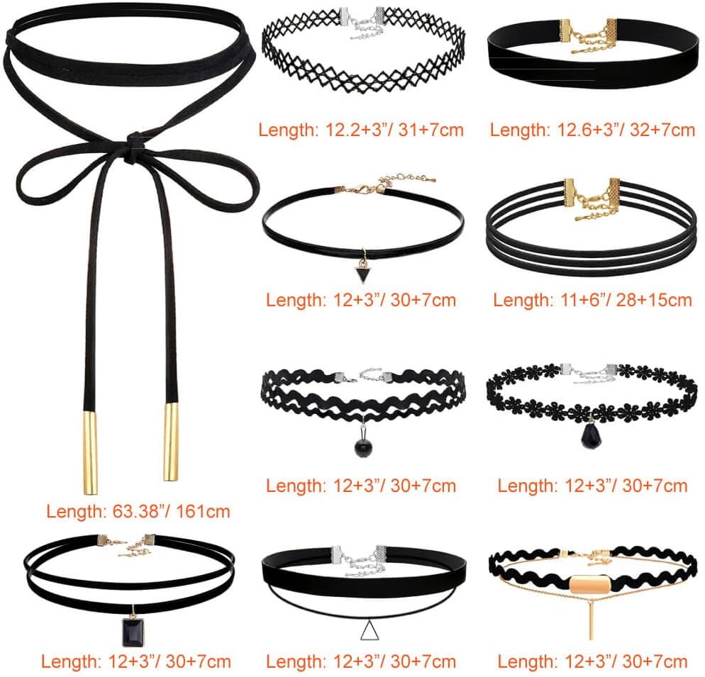Black Choker Necklaces Set for Women