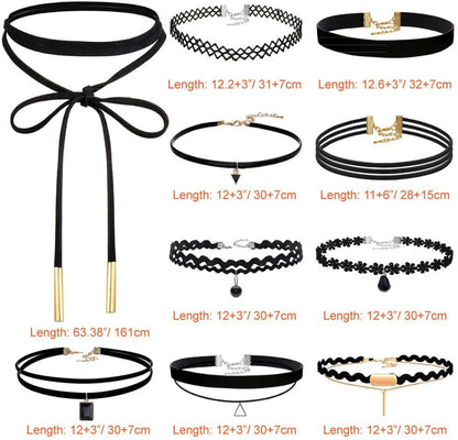 Black Choker Necklaces Set for Women