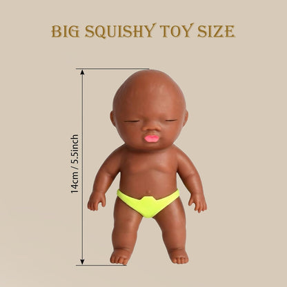 Squeeze Stress Doll Toy – 5.5" Soft Squeezable Fidget Toy, Cute Sparkly Sensory Decompression Doll for Adults, Portable Desk Decor & Anxiety Relief Gift (Brown)