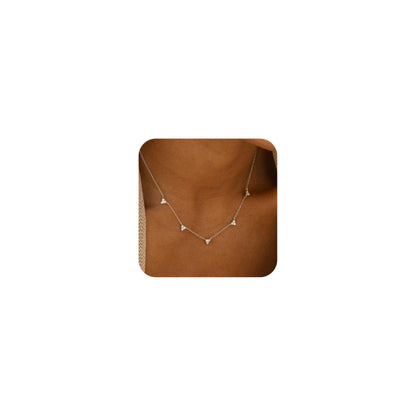 Dainty Silver Gold Necklaces for Women Cute Station Choker Simulated Diamond Necklace Simple Layering CZ Necklace Trendy Jewelry Gifts