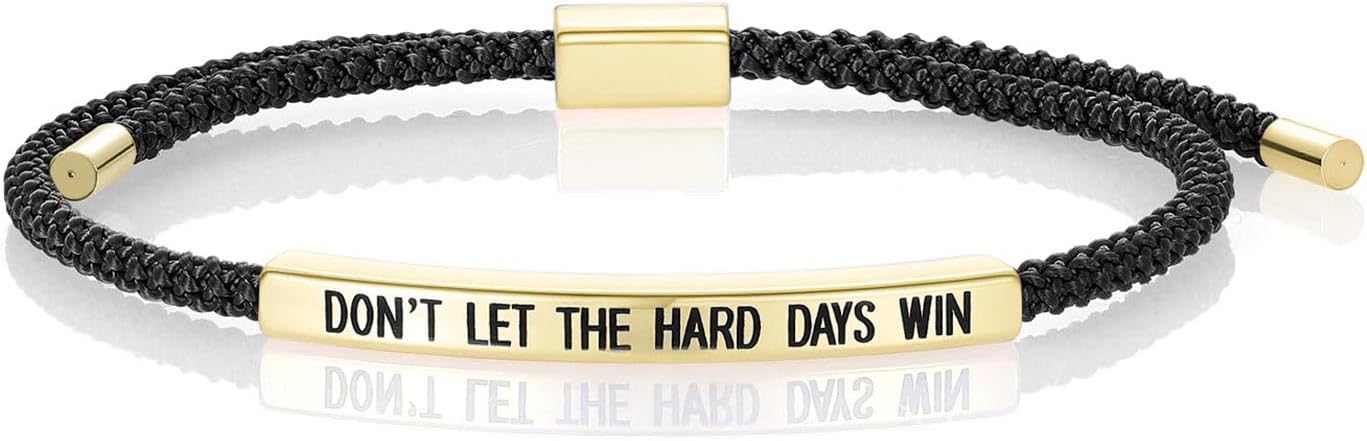 Dont Let The Hard Days Win Bracelet for Women Men, Handmade Braided Adjustable Wrap Stainless Steel To My Daughter/Best Friend Inspirational Gifts Ladies Jewelry
