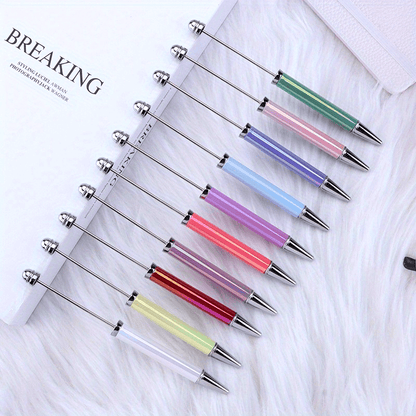 10pcs/ 20pcs new DIY bead pen UV plated seven color bead ballpoint pen personalized handmade bead gift pen