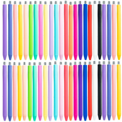 48/24pcs Creative Press Multi-Color UV DTF Pen Blanks Spray Glue Pen With Glitter And Gradient Colors For Wraps Metal & Plastic Versions Office Writing Candy Color Ballpoint Pen