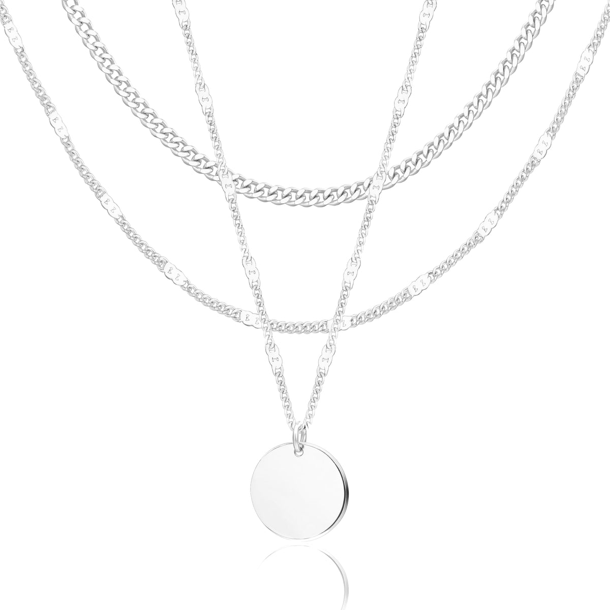 WomenGifts Layered Gold Necklaces for Women, 14K Gold Sterling Silver Plated Dainty Pendant Necklace Set Non Tarnish, Chunky Stackable Cuban Chain Choker, Trendy Birthstone Vacation Jewelry Gift