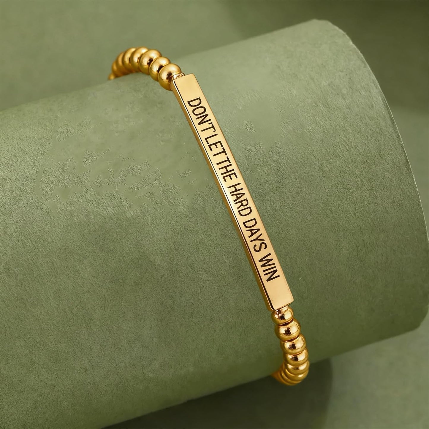 Dont Let The Hard Days Win Bracelet Inspire Beaded Bracelet Stainless Steel Tube Engraved Inspirational Bracelet for Women Men Inspirational Jewelry Gifts