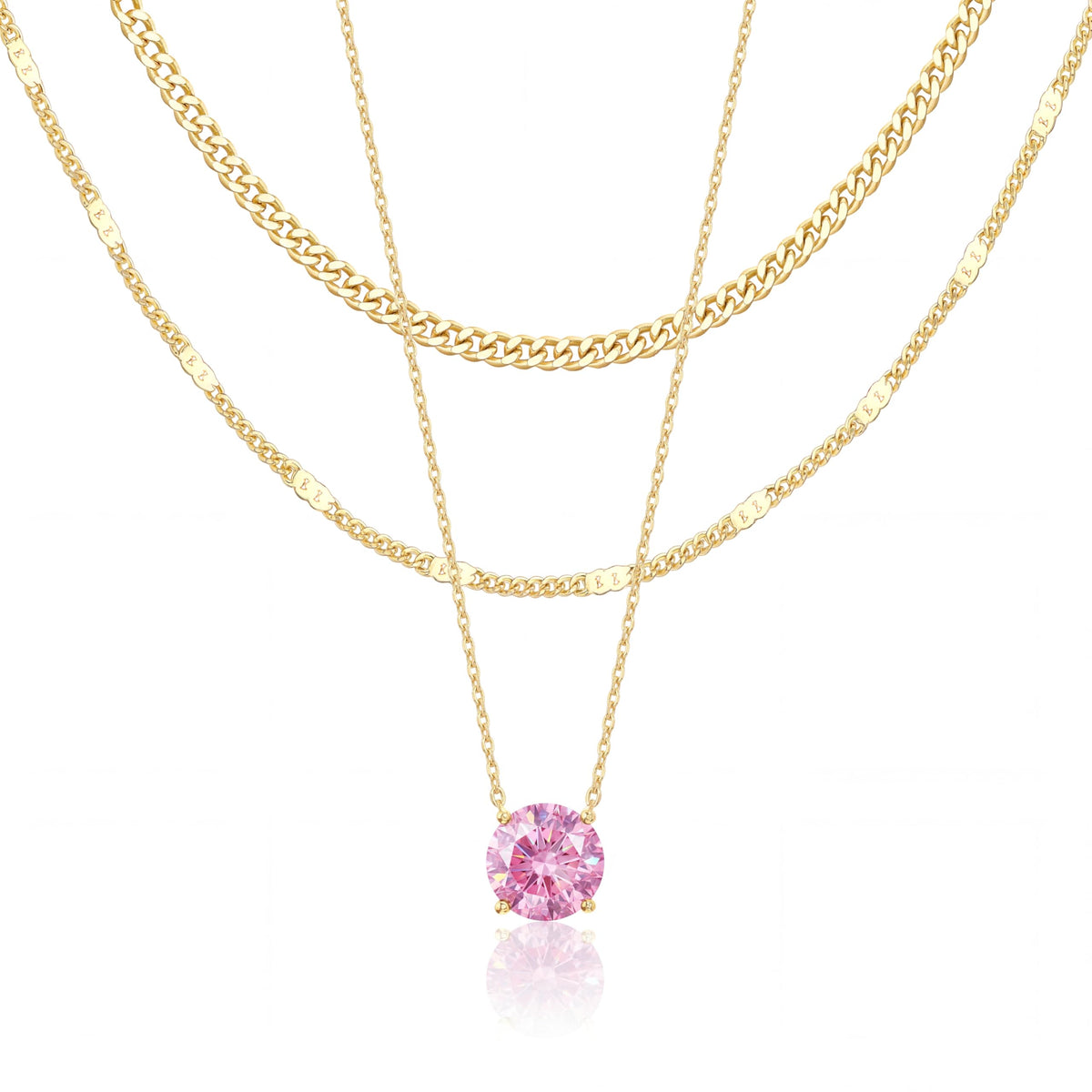 WomenGifts Layered Gold Necklaces for Women, 14K Gold Sterling Silver Plated Dainty Pendant Necklace Set Non Tarnish, Chunky Stackable Cuban Chain Choker, Trendy Birthstone Vacation Jewelry Gift