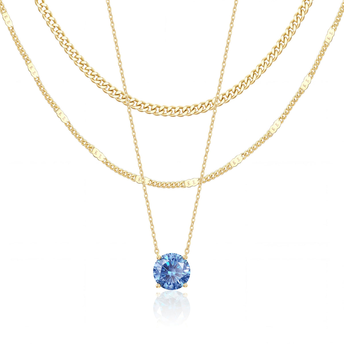 WomenGifts Layered Gold Necklaces for Women, 14K Gold Sterling Silver Plated Dainty Pendant Necklace Set Non Tarnish, Chunky Stackable Cuban Chain Choker, Trendy Birthstone Vacation Jewelry Gift