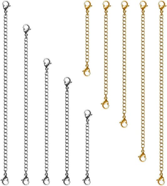 Necklace Extenders, 10 Pcs Stainless Steel Bracelet Anklet Extension Chains