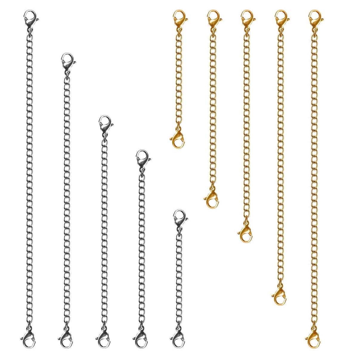 Necklace Extenders, 10 Pcs Stainless Steel Bracelet Anklet Extension Chains