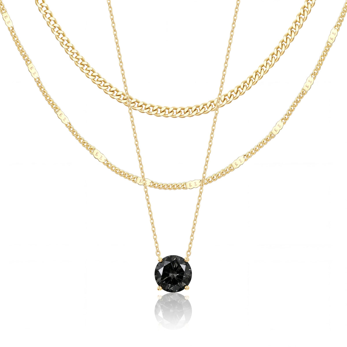 WomenGifts Layered Gold Necklaces for Women, 14K Gold Sterling Silver Plated Dainty Pendant Necklace Set Non Tarnish, Chunky Stackable Cuban Chain Choker, Trendy Birthstone Vacation Jewelry Gift