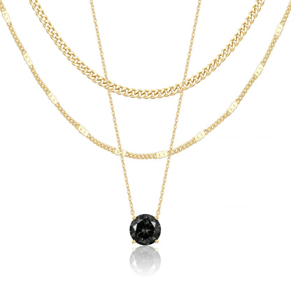 WomenGifts Layered Gold Necklaces for Women, 14K Gold Sterling Silver Plated Dainty Pendant Necklace Set Non Tarnish, Chunky Stackable Cuban Chain Choker, Trendy Birthstone Vacation Jewelry Gift