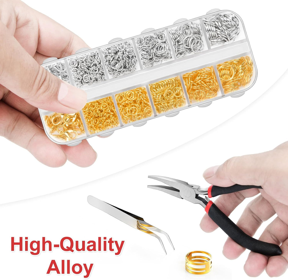 1200Pcs Jump Rings for Jewelry Making Supplies, Jewelry Pliers Set