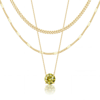 WomenGifts Layered Gold Necklaces for Women, 14K Gold Sterling Silver Plated Dainty Pendant Necklace Set Non Tarnish, Chunky Stackable Cuban Chain Choker, Trendy Birthstone Vacation Jewelry Gift