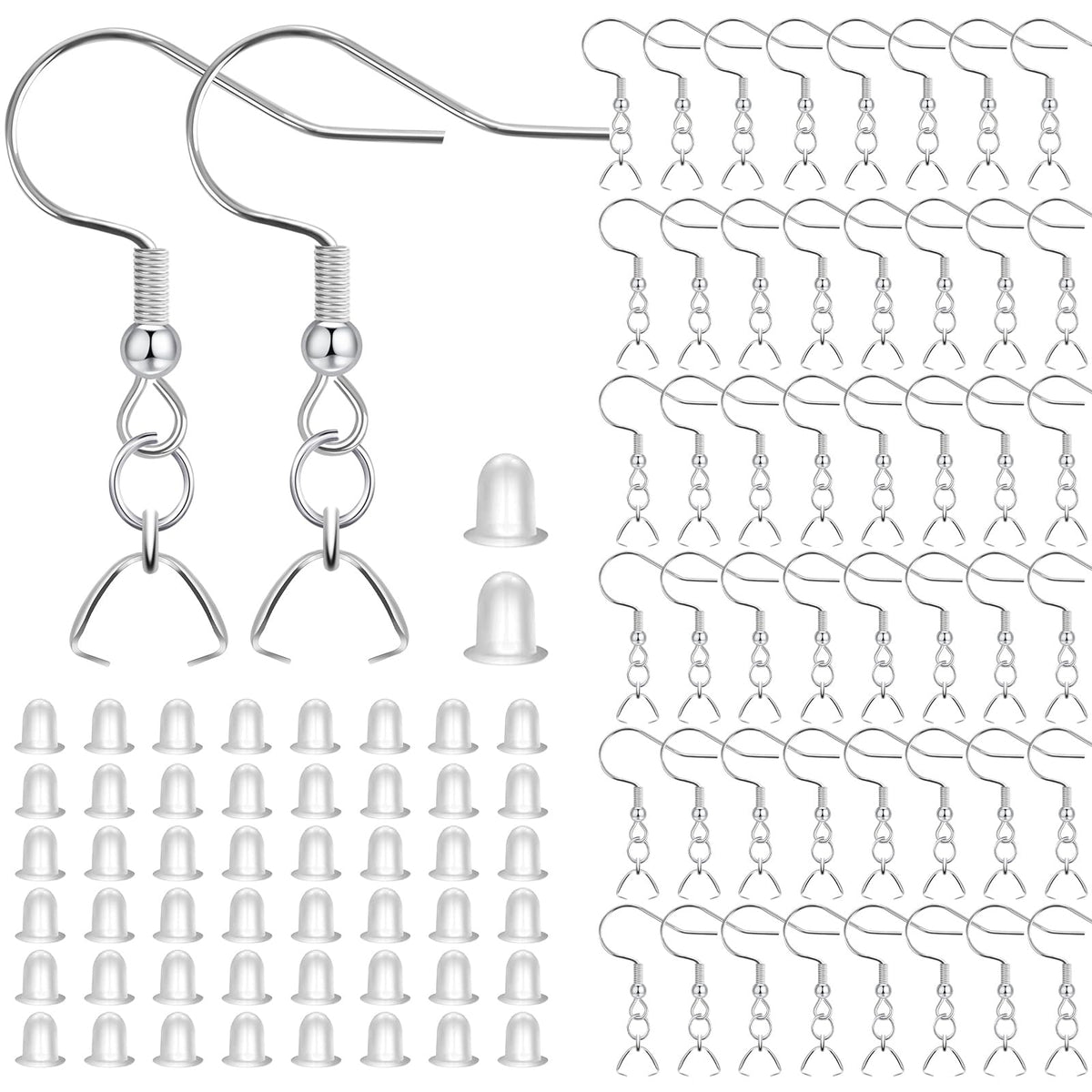 Earring Hooks 50 PCS/25 Pairs, Stainless Steel Ear Wires Fish Hooks