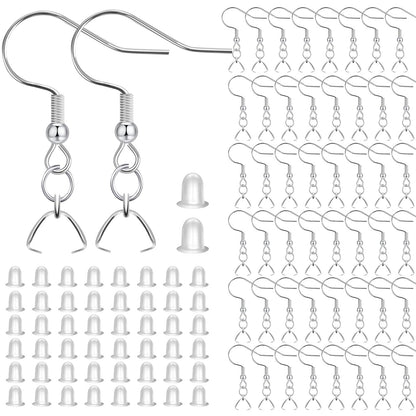 Earring Hooks 50 PCS/25 Pairs, Stainless Steel Ear Wires Fish Hooks
