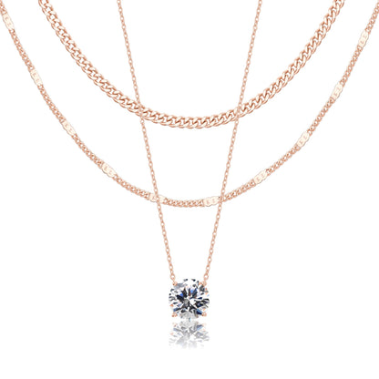 WomenGifts Layered Gold Necklaces for Women, 14K Gold Sterling Silver Plated Dainty Pendant Necklace Set Non Tarnish, Chunky Stackable Cuban Chain Choker, Trendy Birthstone Vacation Jewelry Gift