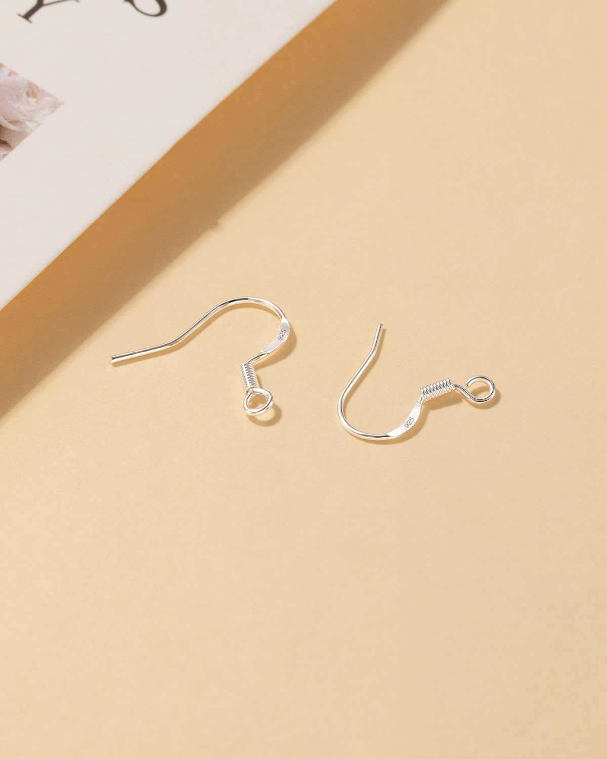 200 PCS/100 Pairs 925 Sterling Silver Plated Earring Hooks Hypoallergenic Silver Ear Wires Fish Hooks with 100 PCS Clear Silicone Earring Backs and 100 PCS Jump Rings for DIY Jewelry Making