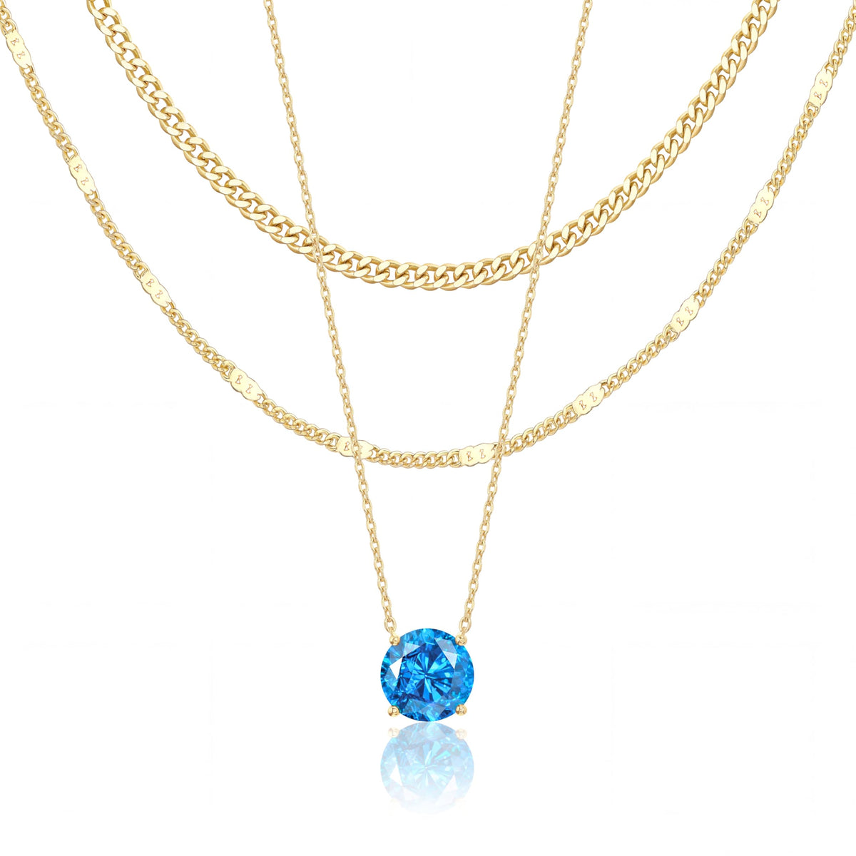 WomenGifts Layered Gold Necklaces for Women, 14K Gold Sterling Silver Plated Dainty Pendant Necklace Set Non Tarnish, Chunky Stackable Cuban Chain Choker, Trendy Birthstone Vacation Jewelry Gift