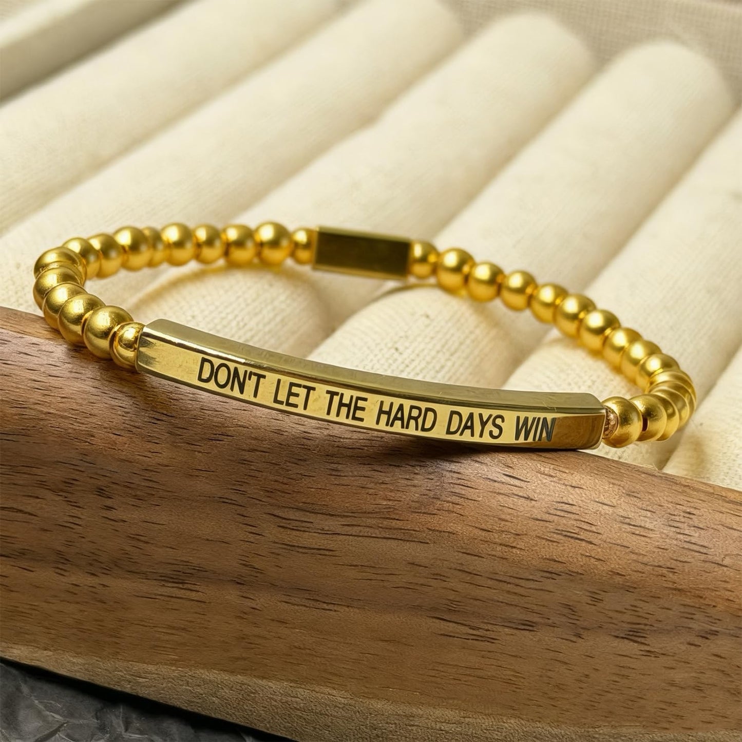Dont Let The Hard Days Win Bracelet Inspire Beaded Bracelet Stainless Steel Tube Engraved Inspirational Bracelet for Women Men Inspirational Jewelry Gifts