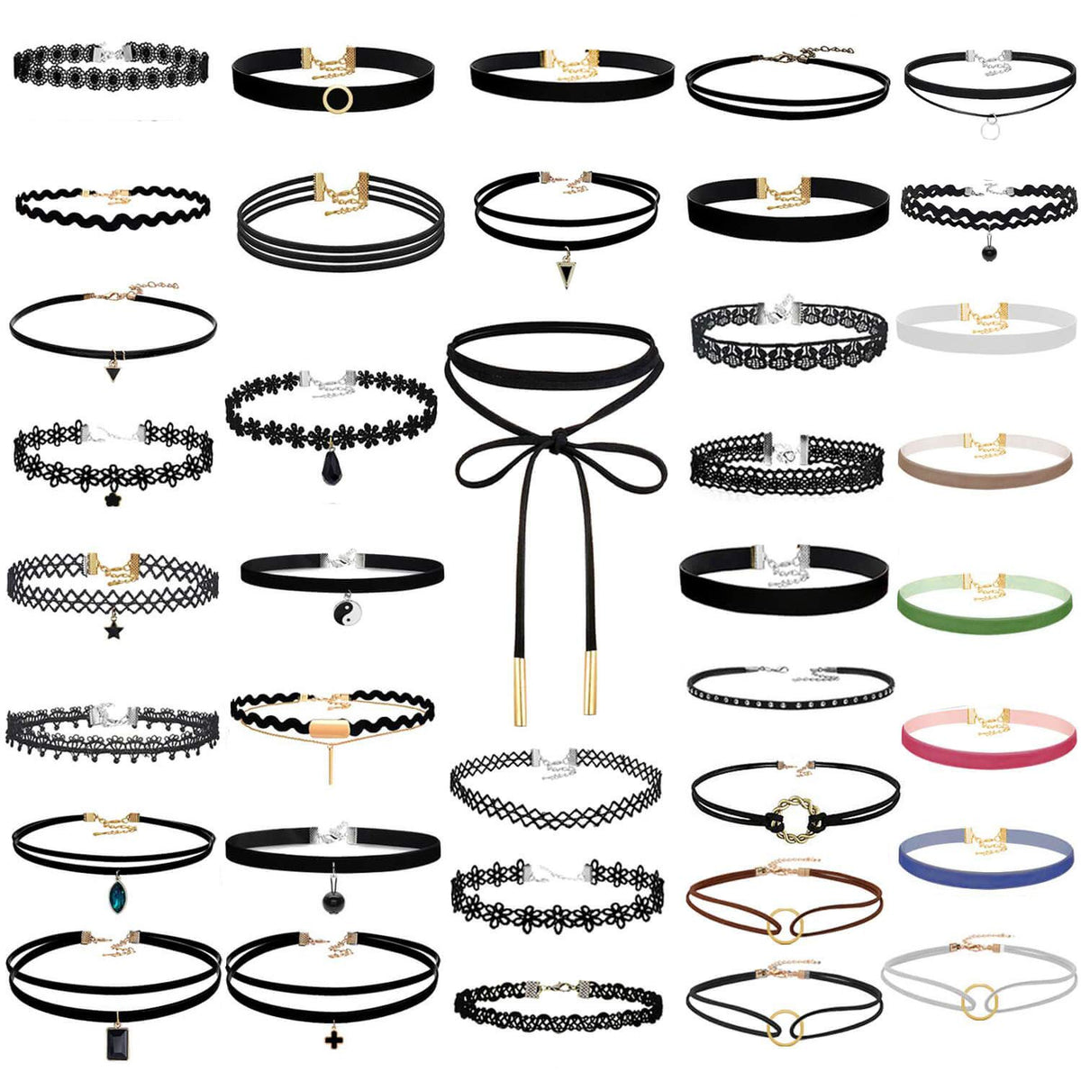 Black Choker Necklaces Set for Women