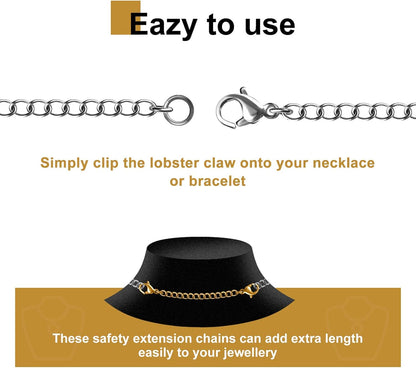 Necklace Extenders, 10 Pcs Stainless Steel Bracelet Anklet Extension Chains