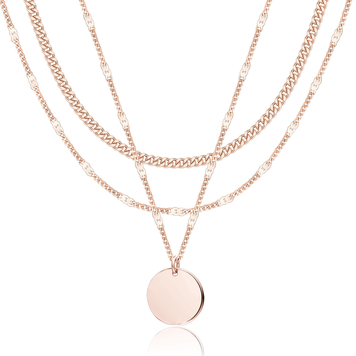 WomenGifts Layered Gold Necklaces for Women, 14K Gold Sterling Silver Plated Dainty Pendant Necklace Set Non Tarnish, Chunky Stackable Cuban Chain Choker, Trendy Birthstone Vacation Jewelry Gift