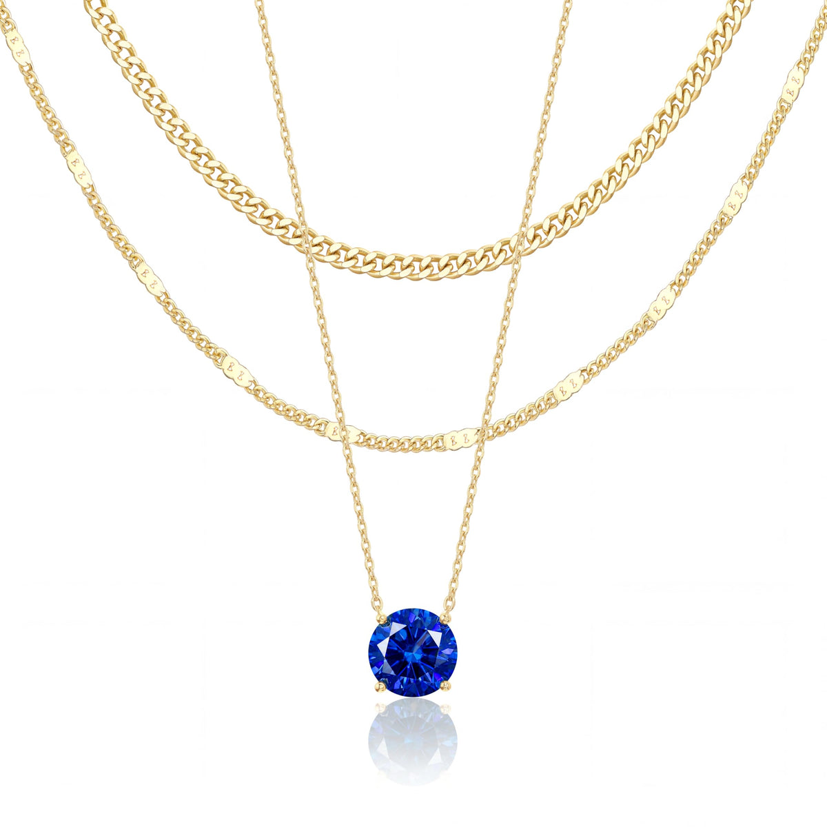 WomenGifts Layered Gold Necklaces for Women, 14K Gold Sterling Silver Plated Dainty Pendant Necklace Set Non Tarnish, Chunky Stackable Cuban Chain Choker, Trendy Birthstone Vacation Jewelry Gift