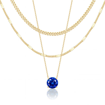 WomenGifts Layered Gold Necklaces for Women, 14K Gold Sterling Silver Plated Dainty Pendant Necklace Set Non Tarnish, Chunky Stackable Cuban Chain Choker, Trendy Birthstone Vacation Jewelry Gift