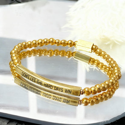 Dont Let The Hard Days Win Bracelet Inspire Beaded Bracelet Stainless Steel Tube Engraved Inspirational Bracelet for Women Men Inspirational Jewelry Gifts