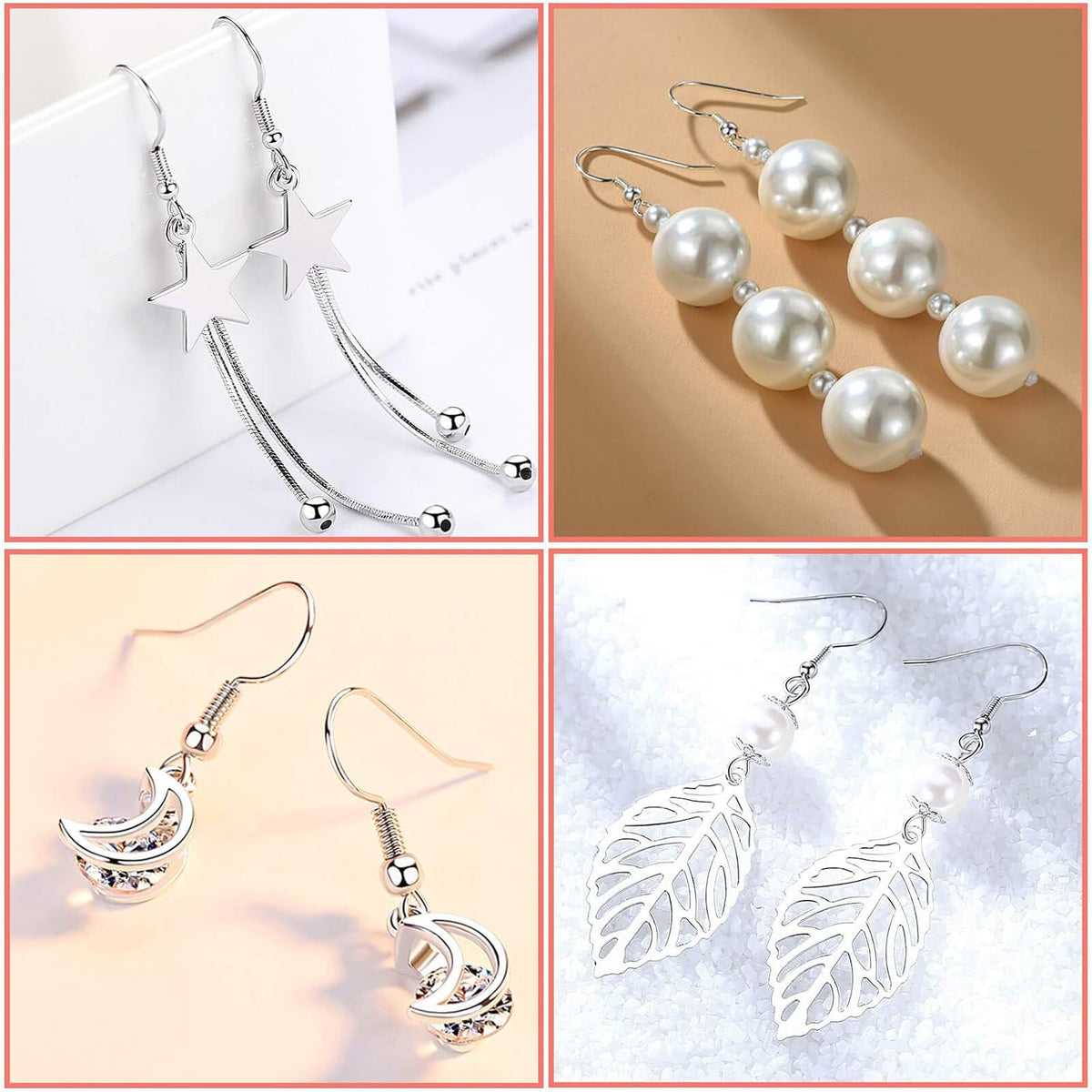 600Pcs Earring Making Kit with Hypoallergenic Hooks, Jump Rings, & Rubber Backs (Silver)