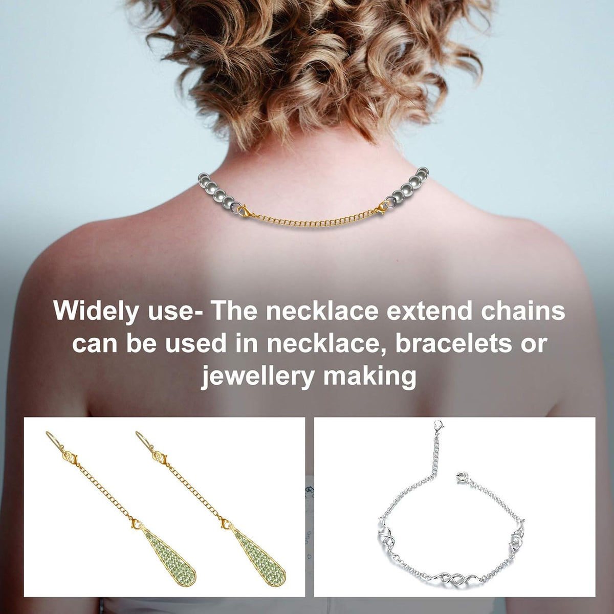 Necklace Extenders, 10 Pcs Stainless Steel Bracelet Anklet Extension Chains