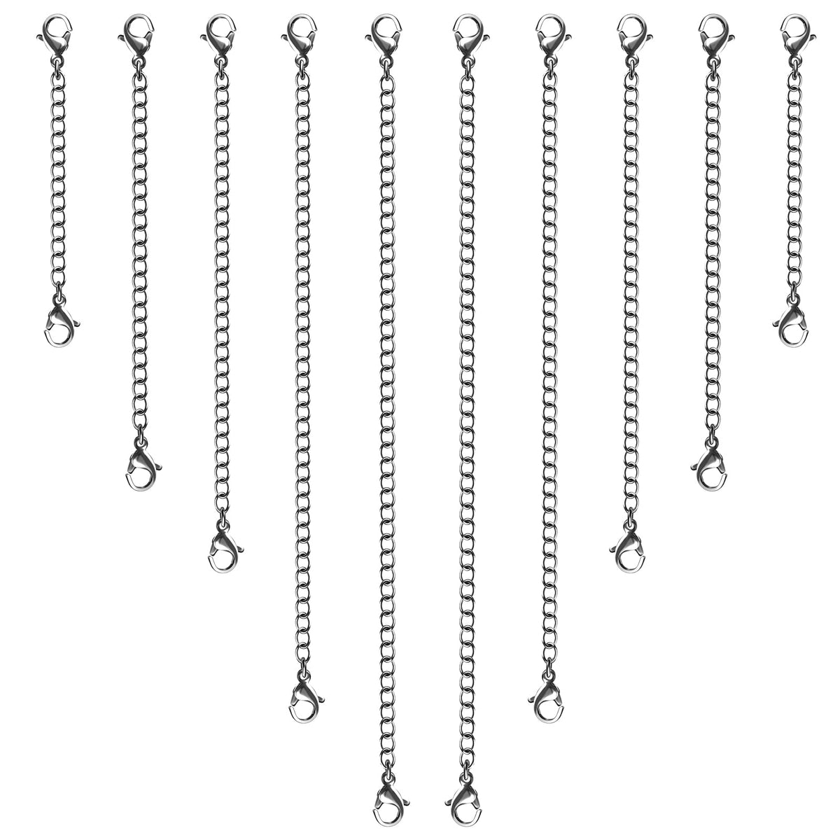 Necklace Extenders, 10 Pcs Stainless Steel Bracelet Anklet Extension Chains